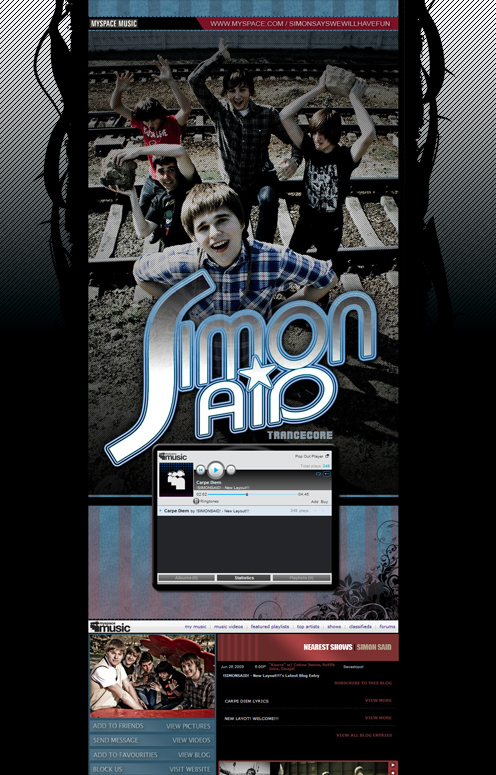 Оформление myspace-страницы для группы "SIMON SAID" (trancecore, Симферополь)